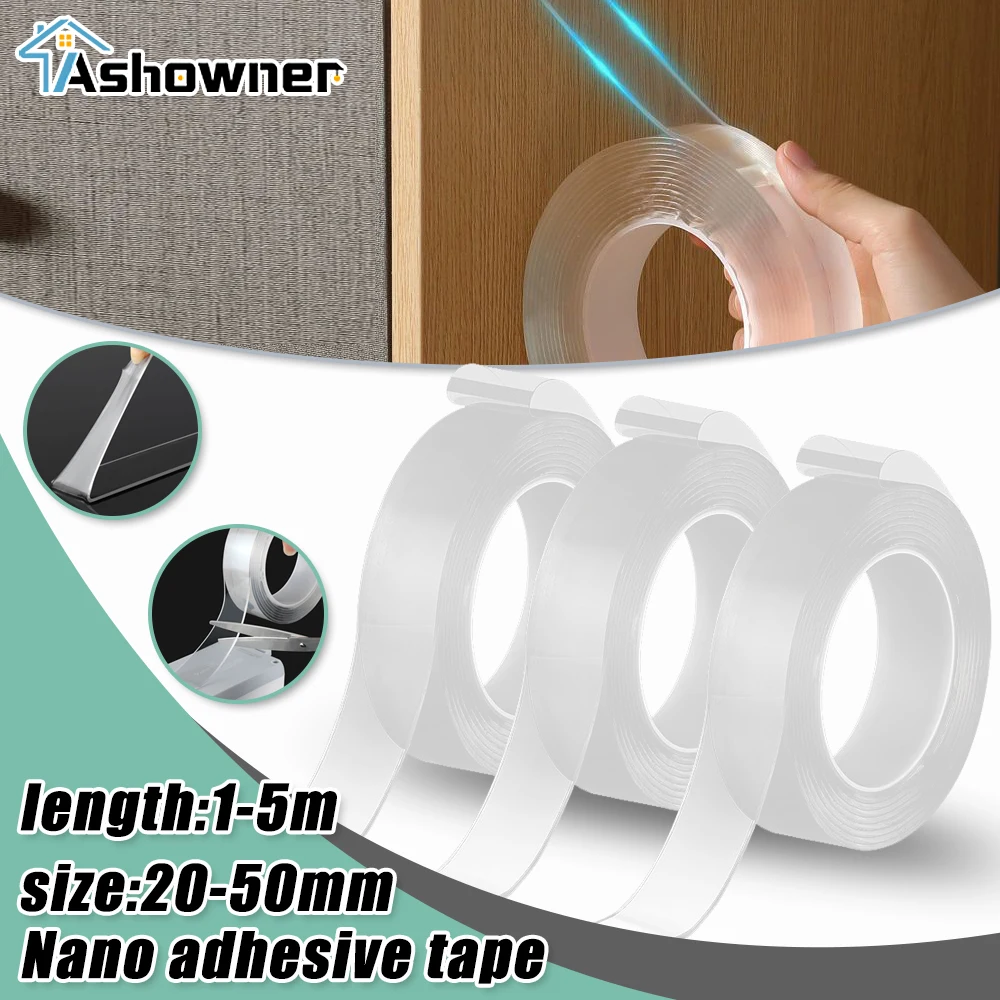

Double Sided Tape Nano Tape Reusable Waterproof Wall Sticker Non-marking Washable Self Adhesive Transparent Tapes 1/2/3/5 Meters