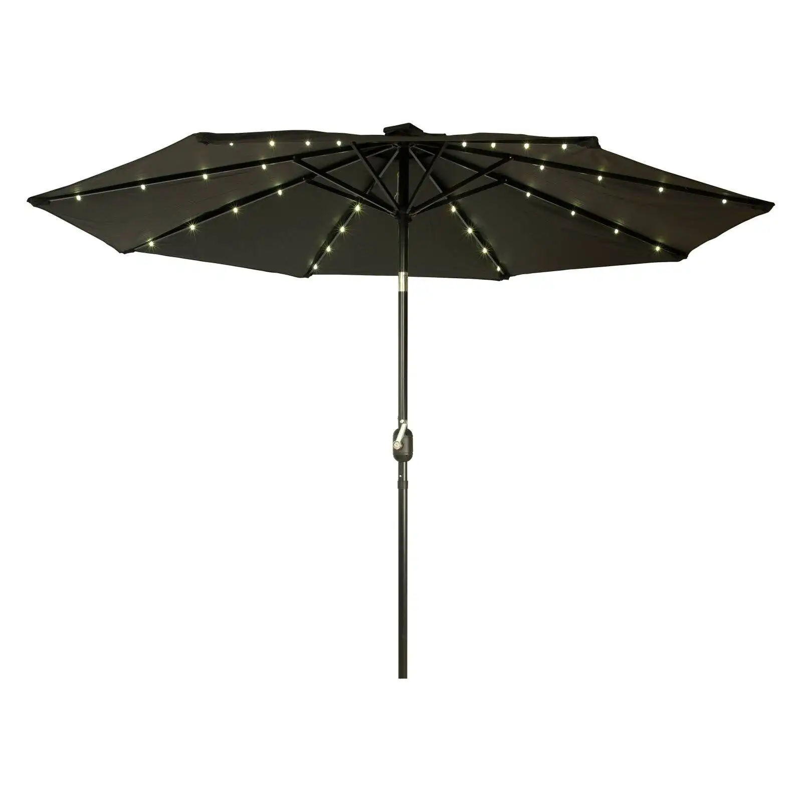 

9' Black Octagon Deluxe Solar Powered LED Lighted Patio Umbrella