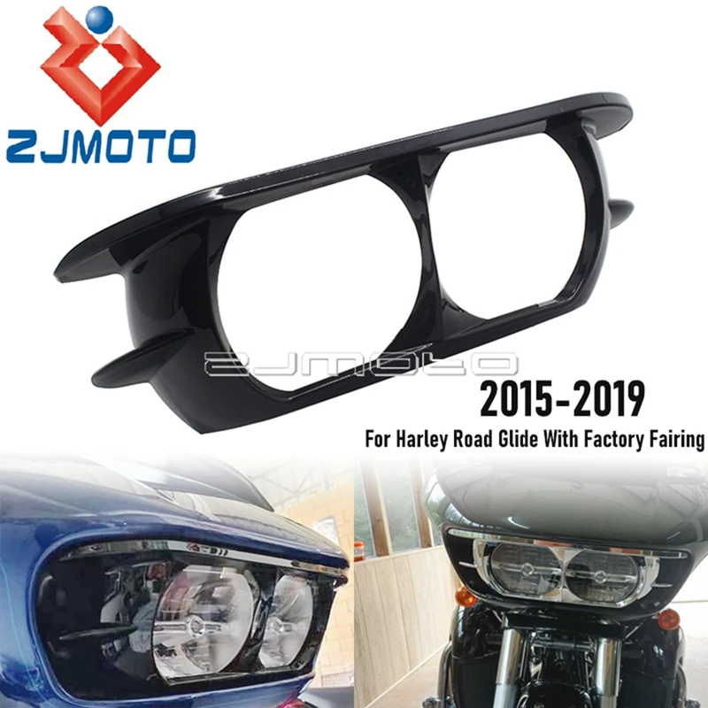 

Chrome/Black Motorcycle Front Dual Headlight Trim Bezel Scowl Cover Guard For Harley Road Glide Special FLTRXS FLTRU CVO FLTRX