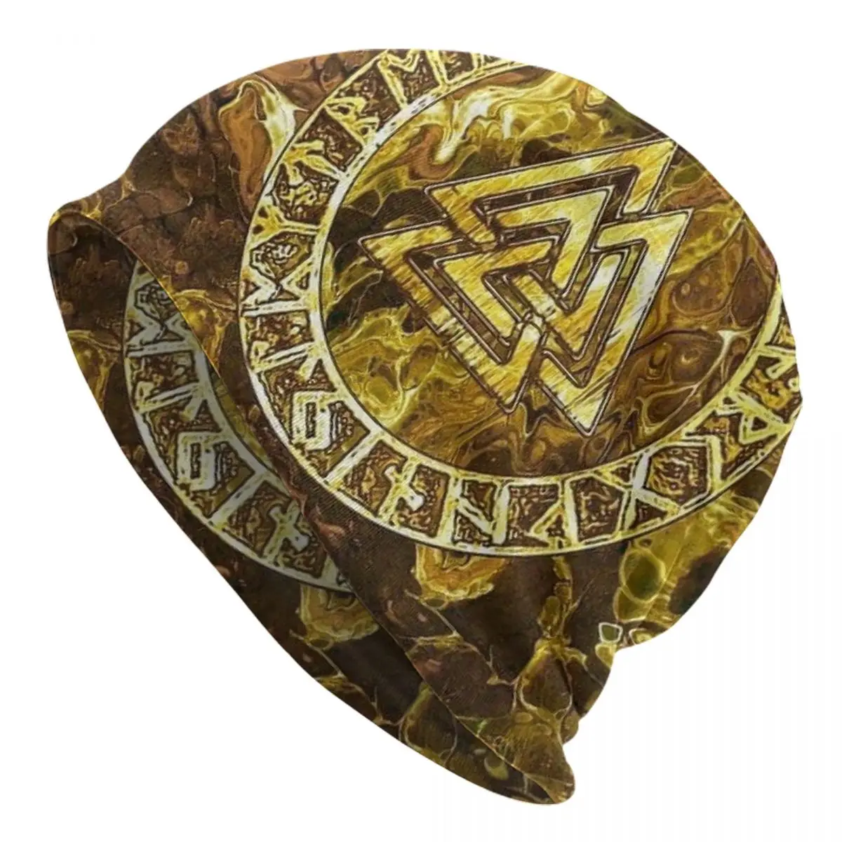 

Viking Valhalla Fashion Hats Drapeau Yellow Algiz Rune Bonnet Hat Skullies Beanies Caps