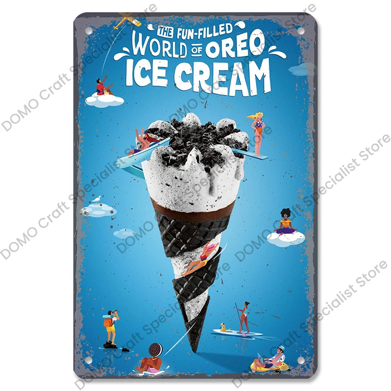 Плакат шоколадной девушки искусственный мультяшный мороженое соломка