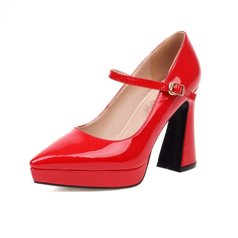 

Туфли-лодочки женские из лакированной кожи, на платформе и высоком каблуке, с острым носком