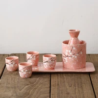 ceramic wine set sake pot flagon liquor cup insulation spirits japanese flower pattern bar decoration household kitchen supplies