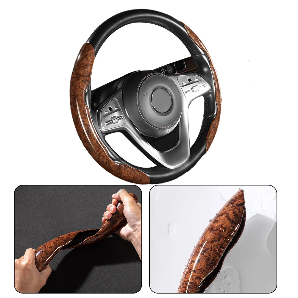 

Peach Wood Universal Car Steering Wheel Booster Cover NonSlip Handle Cover Steering Wheel Cover Trim Interior Accessories
