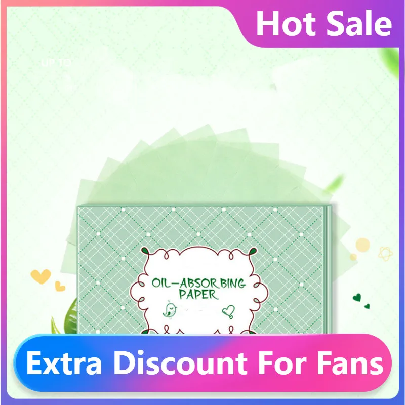 

2021 New Sale Green Tea Facial Oil Blotting Sheets Paper Cleansing Face Oil Control Absorbent Paper Beauty Makeup Tools