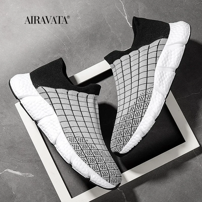Man Socks Shoes Breathable High-top Men Shoes Flats Fashion Sneakers Stretch Fabric Casual Slip-On Men Shoes