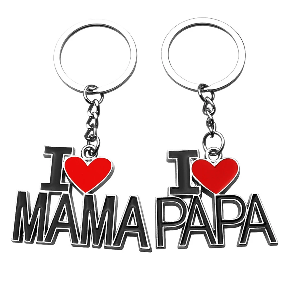 

European and American Jewelry Father's Day Gift Mother's Day Gift "I LOVE MOM I LOVE DAD" Metal Keychain Key Ring Jewelry