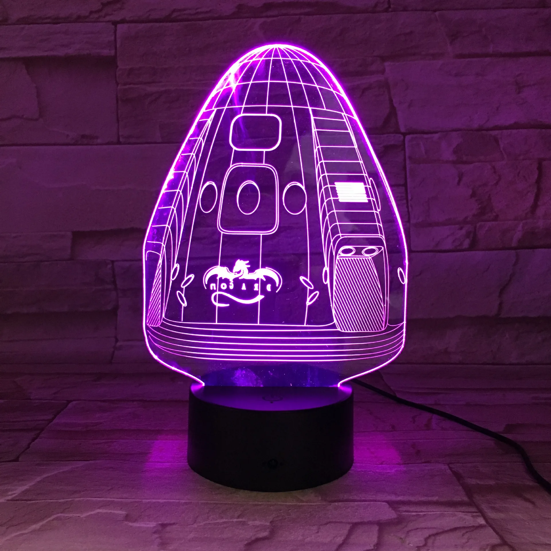 

Космический корабль, лампа 3D, акриловый светодиодный ночсветильник с USB, неоновая вывеска, лампа, рождественские украшения для дома, подарки...