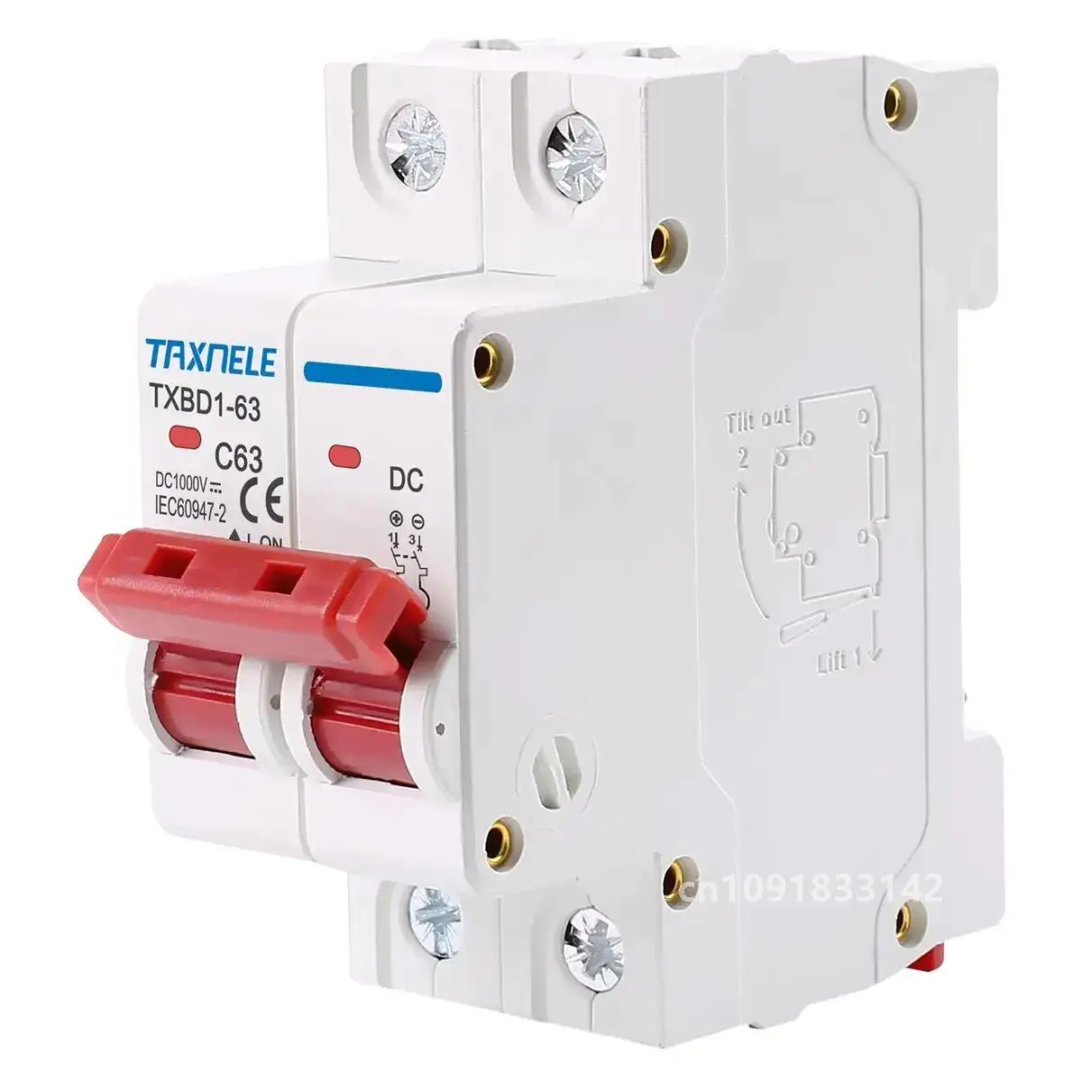 2P DC 1000V Солнечный мини-выключатель аккумулятора 6A 10A 16A 20A 25A 32A 40A 50A 63A MCB для