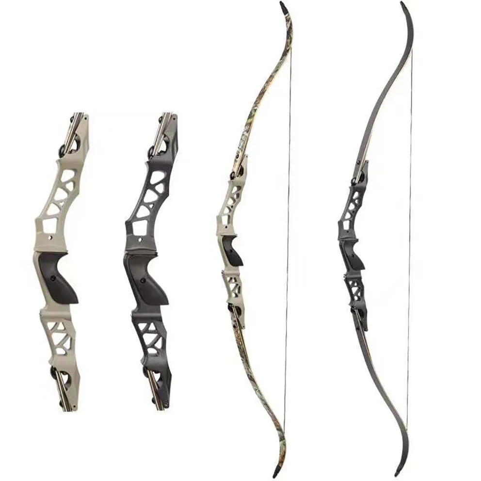 

64 inches 30-60lbs With Aluminum Alloy Riser 190fps ILF Hunting Recurve Bow F166 Black and Grey