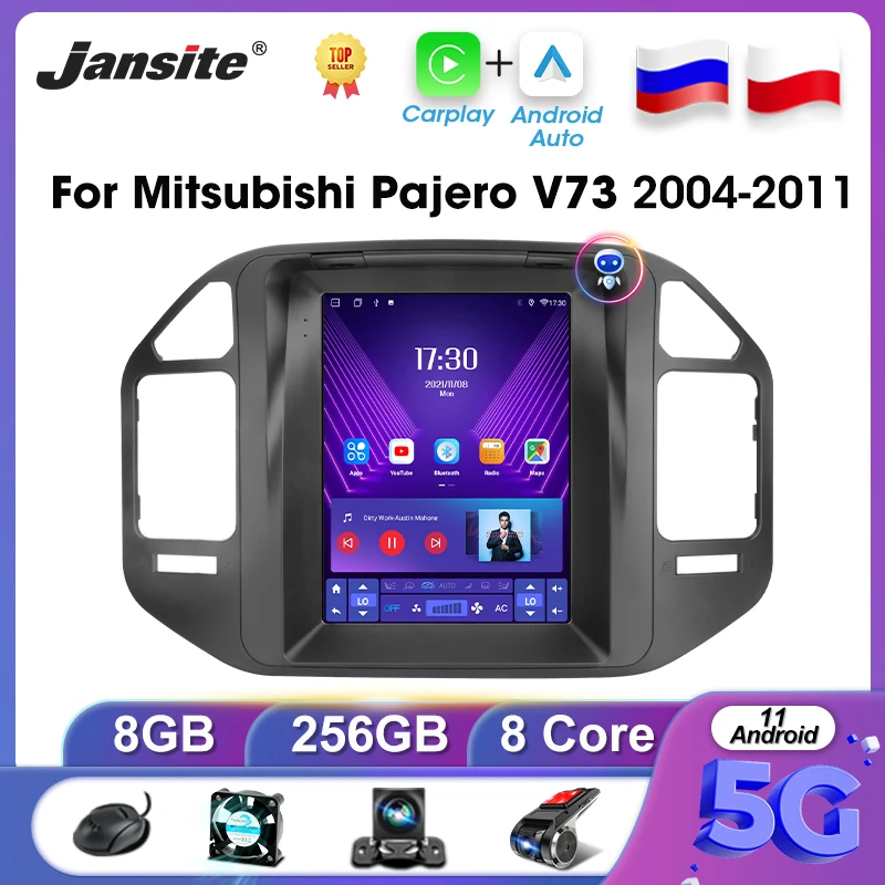 

Автомагнитола Jansite 2 Din для Mitsubishi Pajero V73 2004-2011 мультимедийный видеоплеер GPS Carplay Android 11 стерео Авто DVD RDS