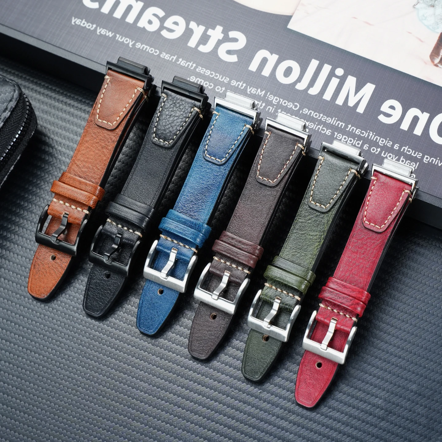 Фото Сменный винтажный кожаный ремешок для Casio G-Shock Square DW-5600, DW-5610, GW-B5600, GM-5600 и GA-100, GA-110, GA-120, GA-700 №1