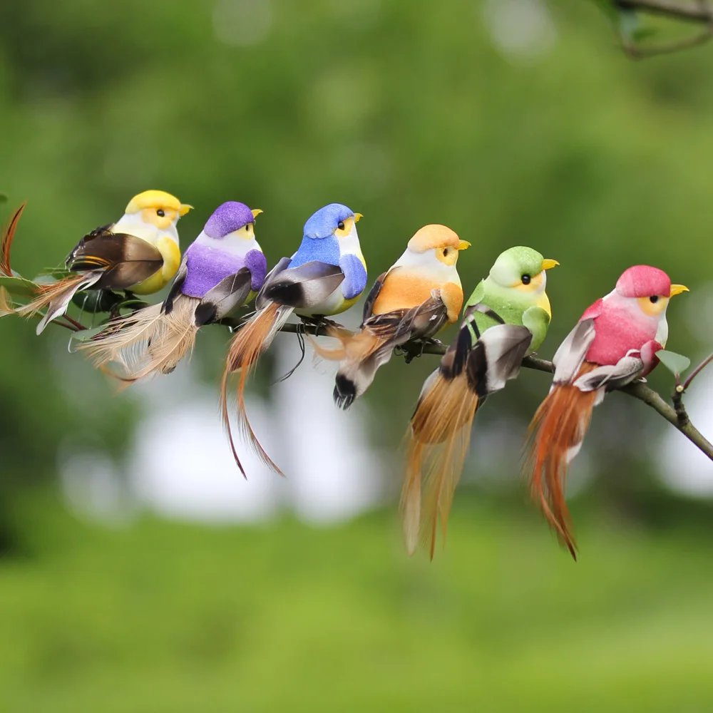 

12Pc/Box Artificial Birds Fake Foam Animal Simulation Craft Decoration Feather Bird Models DIY Wedding Home Garden Ornament