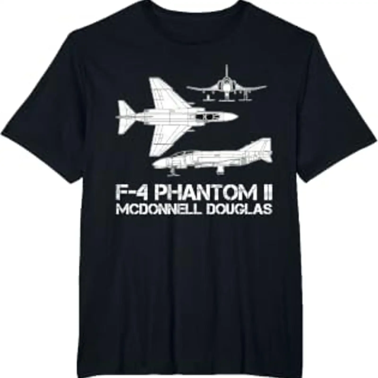 Фото Футболка Mcdonnell Douglas F 4 Phantom II Blueprint Aircraft, винтажная, с эффектом потертости, дизайнерская одежда, дышащая, мужская, комфортная. №1