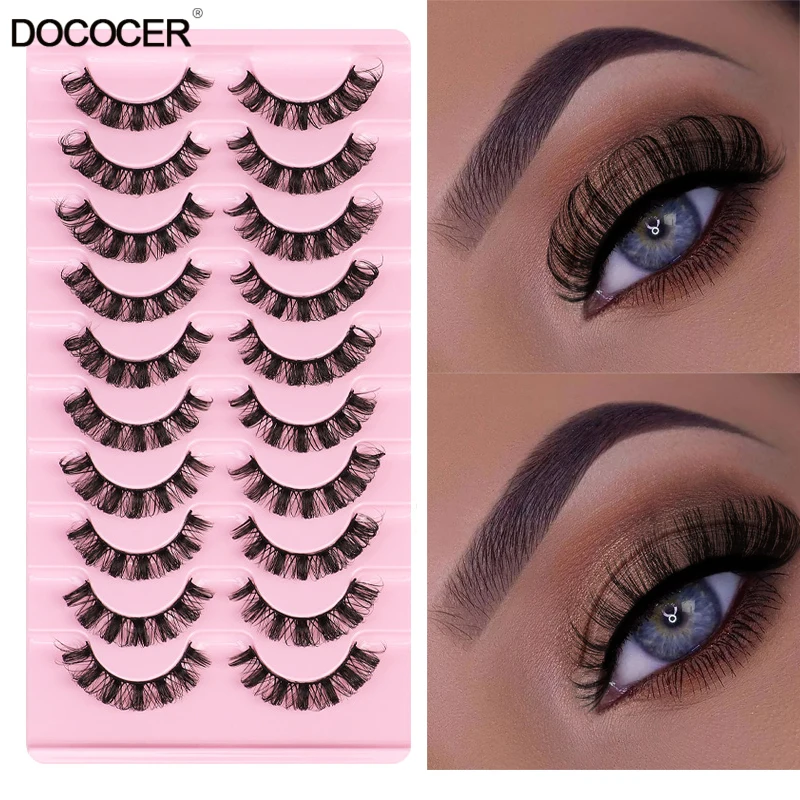 

Russian Strip Lashes DD Curl Lashes 10Pairs Faux Mink Lashes 3D Mink Eyelashes Reusable Fluffy False Lashes russian extensions