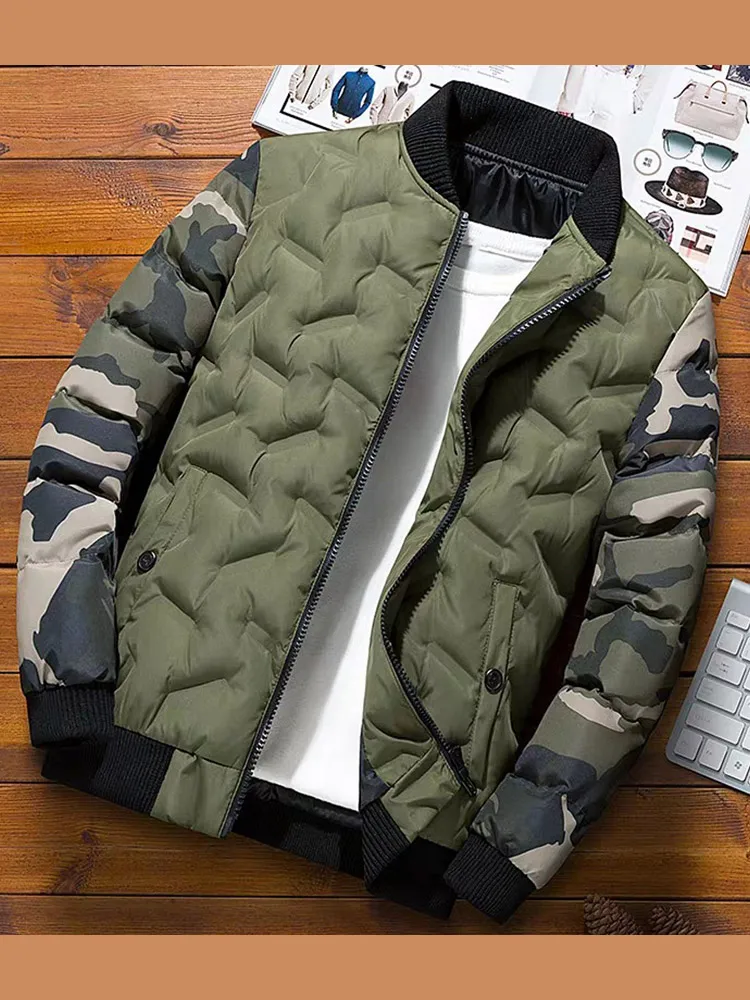 Новая зимняя мужская хлопковая короткая куртка на пуху корейская модная