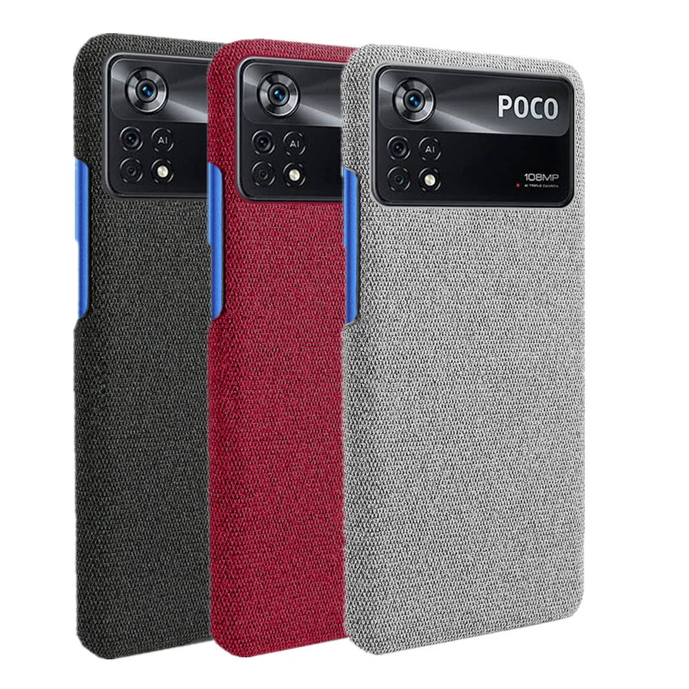

Case for Xiaomi PocoX4 Pro 5G Cover Cloth Antiskid Coque For Xiomi PocoX4 Pro X4pro 5G 6.67" Slim Retro Cloth Hard PC Cover