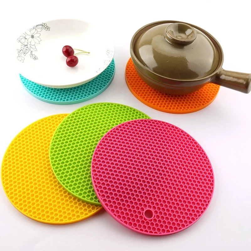 

18cm Round Onderzetters Heat Resistant Silicone Mat Drink Cup Coasters Non-slip Pot Holder Table Placemat Kitchen Accessories