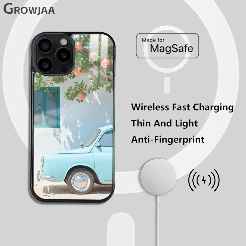 Винтажный автомобильный чехол для телефона A-AIGC iPhone 16 15 14 13 12 11 Pro Max Plus Mini Magsafe Mirror