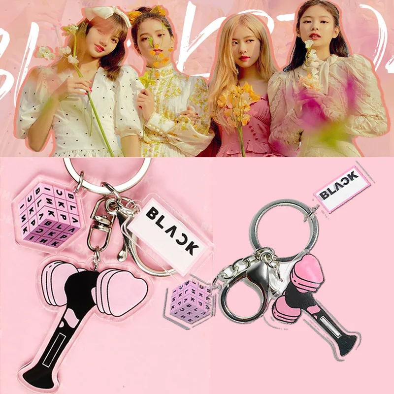 

New Mini Kpop Keychain Lightstick Black BORN Pink Venom JENNIE LISA Rose Jisoo Album Keychain Key Rings K Pop Accessories