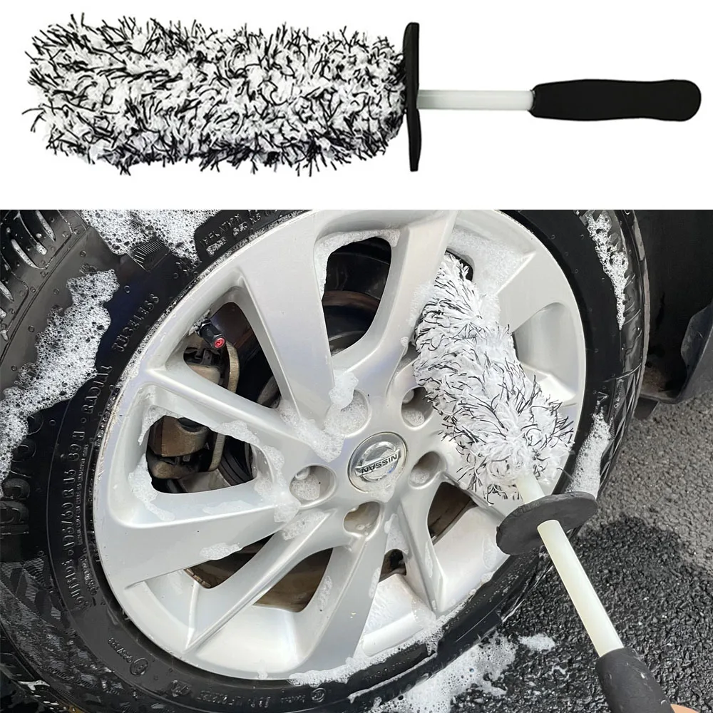 Cepillo de microfibra Premium para ruedas, herramienta de limpieza de coche, Mango antideslizante, fácil de limpiar, llantas, radios, barril de rueda