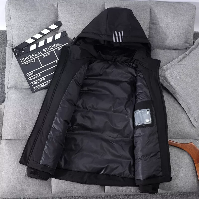 Hooded Down Coats Male Stitching Warm Parkas White Duck Down Clothes Outwear Down Jackets  Men Women Short Youth