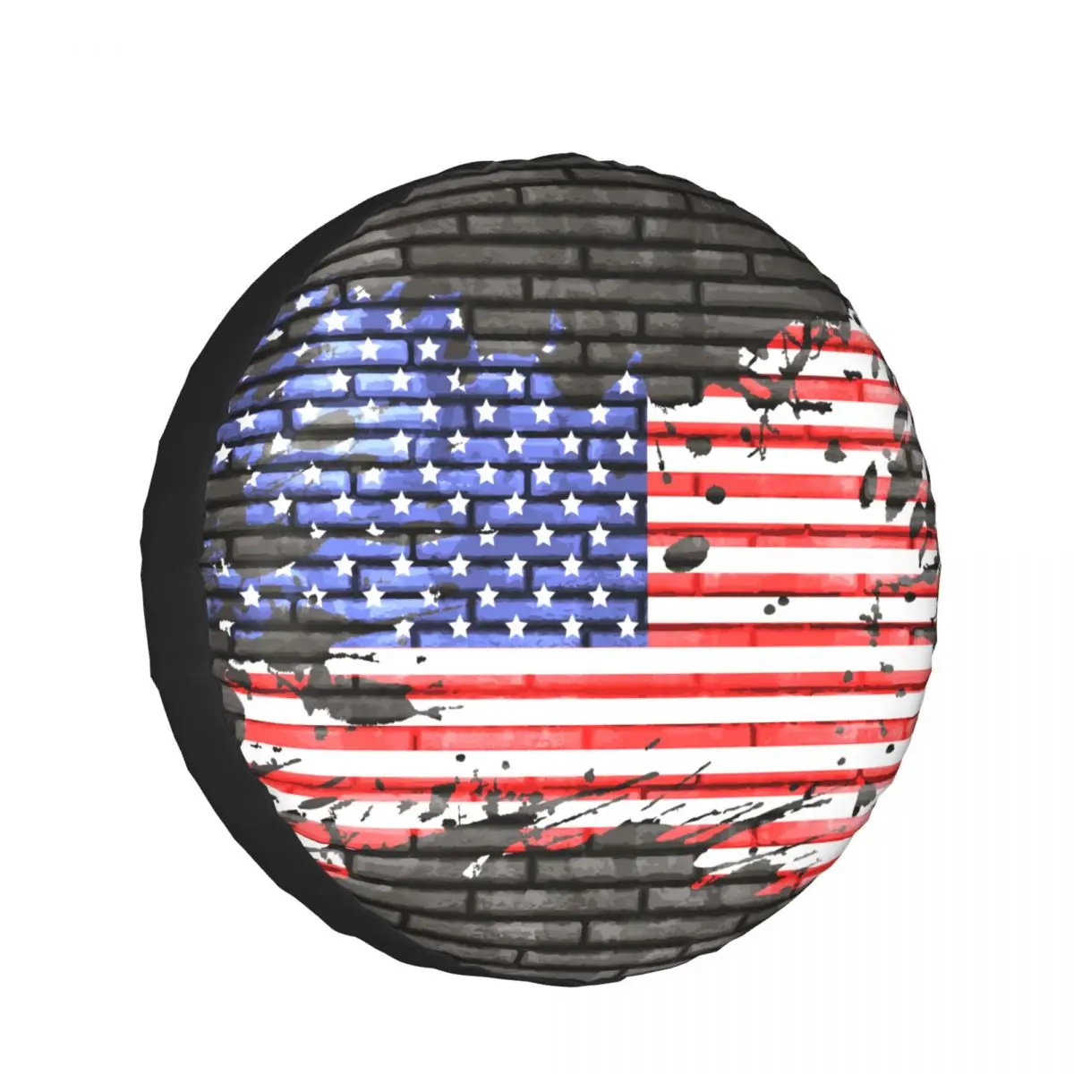 

1Pc Car Spare Tire Cover Grunge American Flag Brick Wall Case Polyester Tire for Cars Wheel Protection Cover