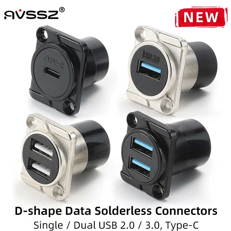 Фото Адаптер для передачи данных AVSSZ USB 3.0 2.0 Тип C удлинители кабеля разъемы компьютерный модуль данных один/двойной интерфейс металлический D-образный кронштейн №1