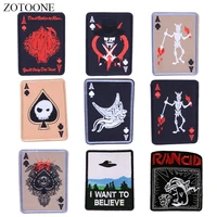 zotoone poker skull patches badge diy stickers iron on clothes heat transfer applique embroidered applications cloth fabric g