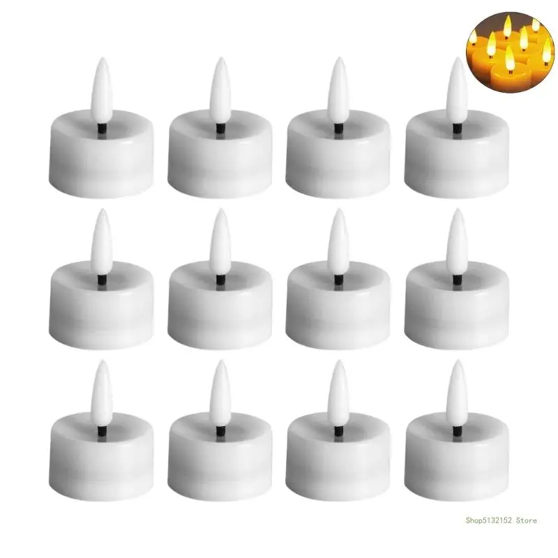 

QX2E 12pcs LED Tealight Candle Electric Flameless Tealight Candle Mini Flickering Bright Tealights for Holiday Wedding Home