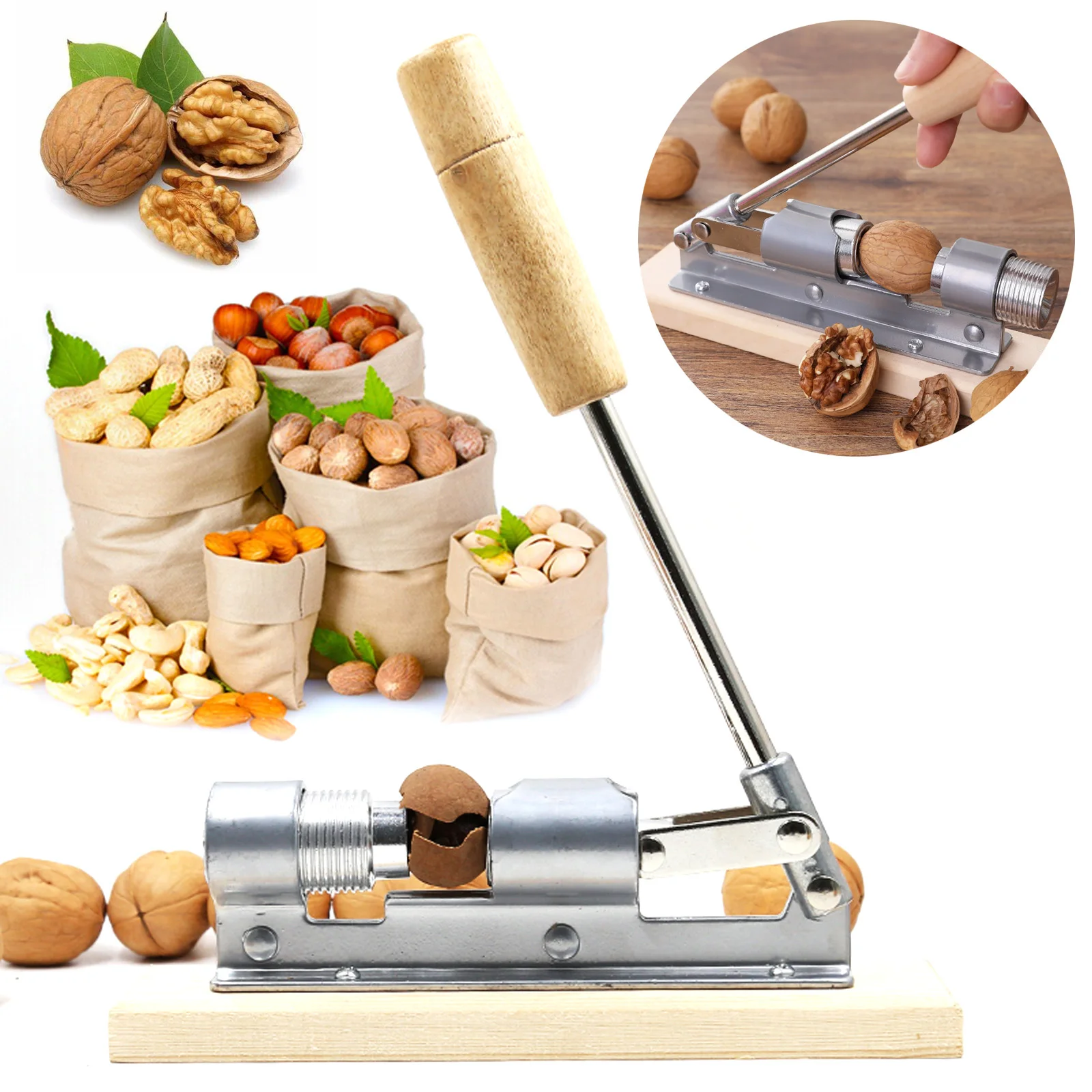 

Manual Stainless Steel Nut Cracker Mechanical Sheller Walnut Nutcracker Fast Opener Kitchen Tools Fruits And Vegetables