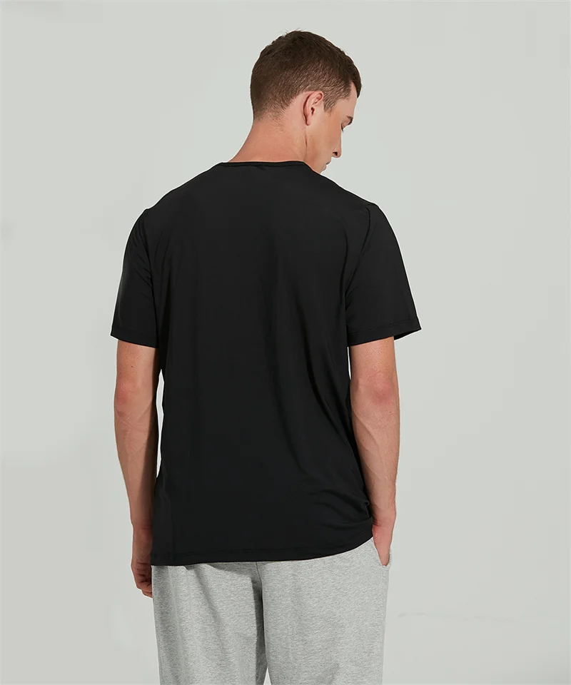 Solid Color Men Fitness Sports Short Sleeve Quick Dry Gym Top Soft Loose T-shirt Moisture Wicking Workout Comprehensive Training