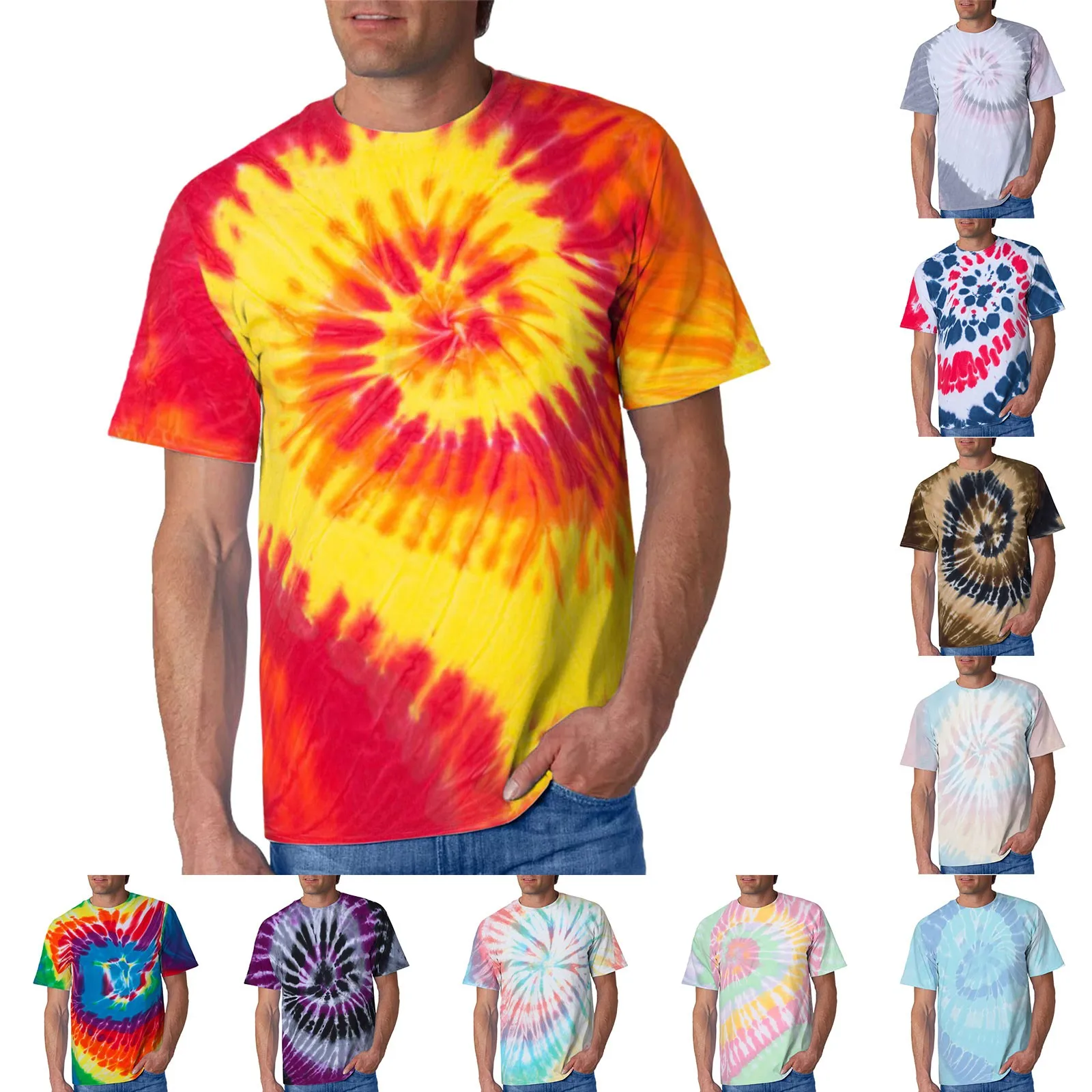 

Workout Shirts Large Men's Fashionable Spring/summer Casual Short Sleeved Round Neck Gradient T Shirt Top T Shirts for Dry Blend