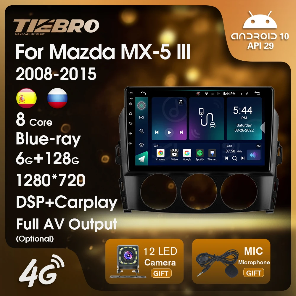 

TIEBRO 2 Din Android10 Car Multimedia Player Car Radio For Mazda MX-5 III 3 NC 2008-2015 Carplay GPS Navigation Stereo Receiver
