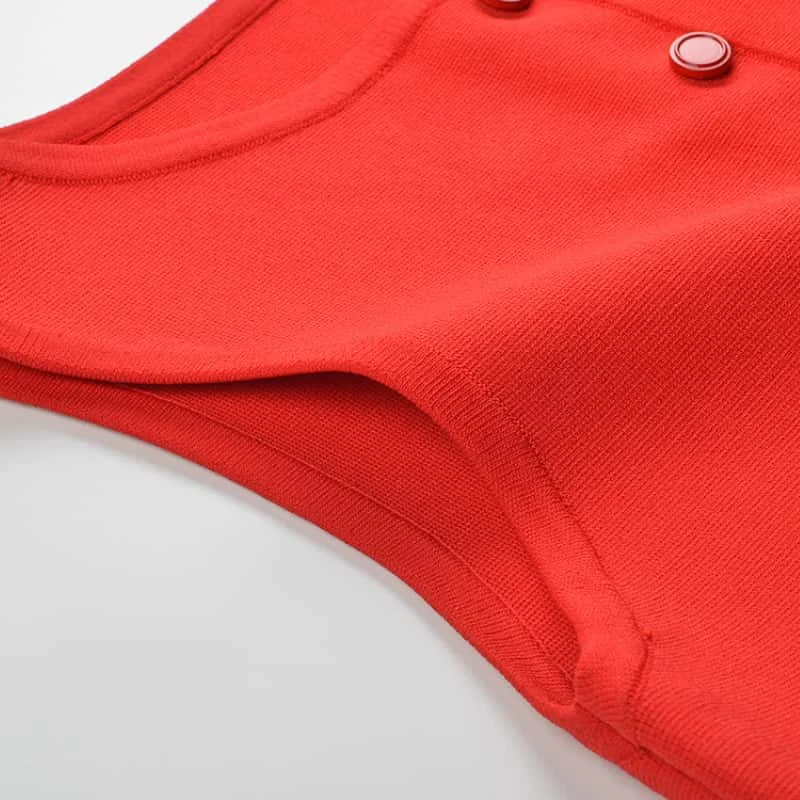 Весенний новый красный комплект из двух вязаных предметов для похудения женщин