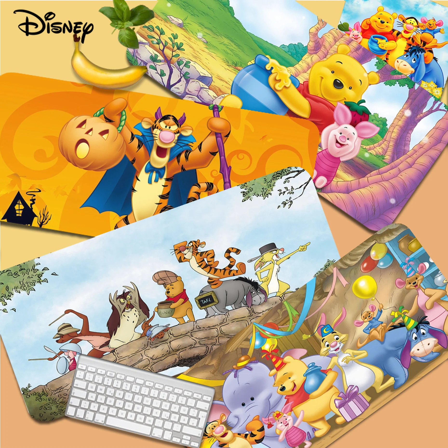 

Disney Winnie The Pooh Mousepad Girl Pad Keyboards Mat Rubber Gaming Mousepad Desk Mat Size Large Edge Locking Game Keyboard Pad