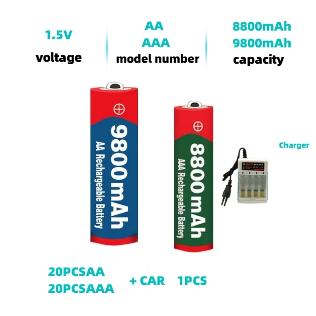 

New 1.5V AA 9800 mAh+1.5V AAA 8800 mAh Alkaline1.5V Rechargeable Battery For Clock Toys Camera battery