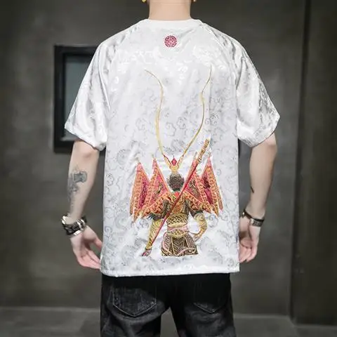 

2022 tang suit men shirt chinese traditional retro monkey king embroidery national men kung fu hanfu elegant oriental base shirt