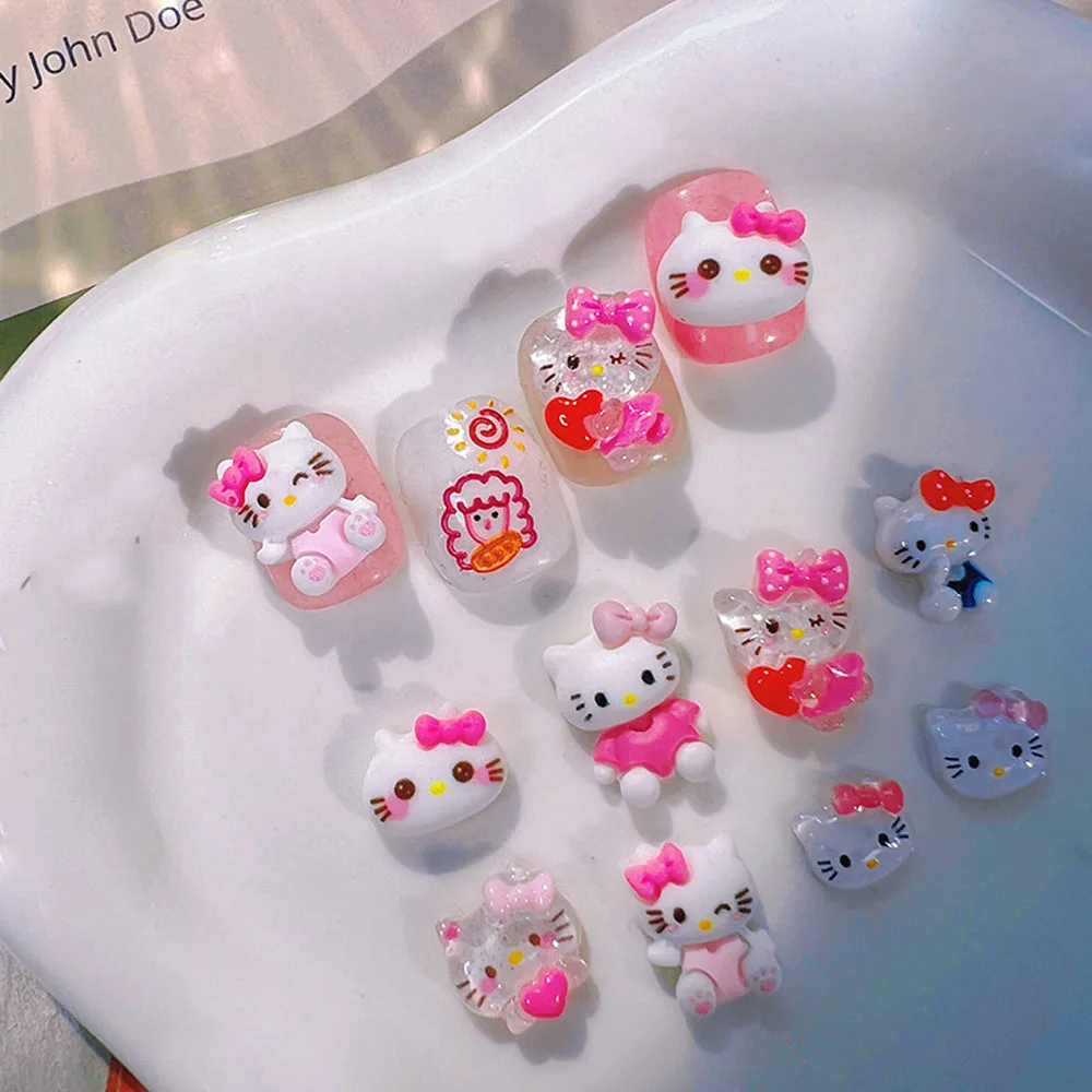 10 шт. мини-подвески для ногтей Miniso Hello Kitty 8 стилей прозрачные блестящие украшения