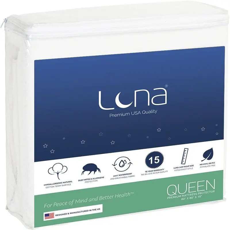 

Mattress Protector - Waterproof Mattress Cover w/ Absorbent Cotton Terry Surface, Queen