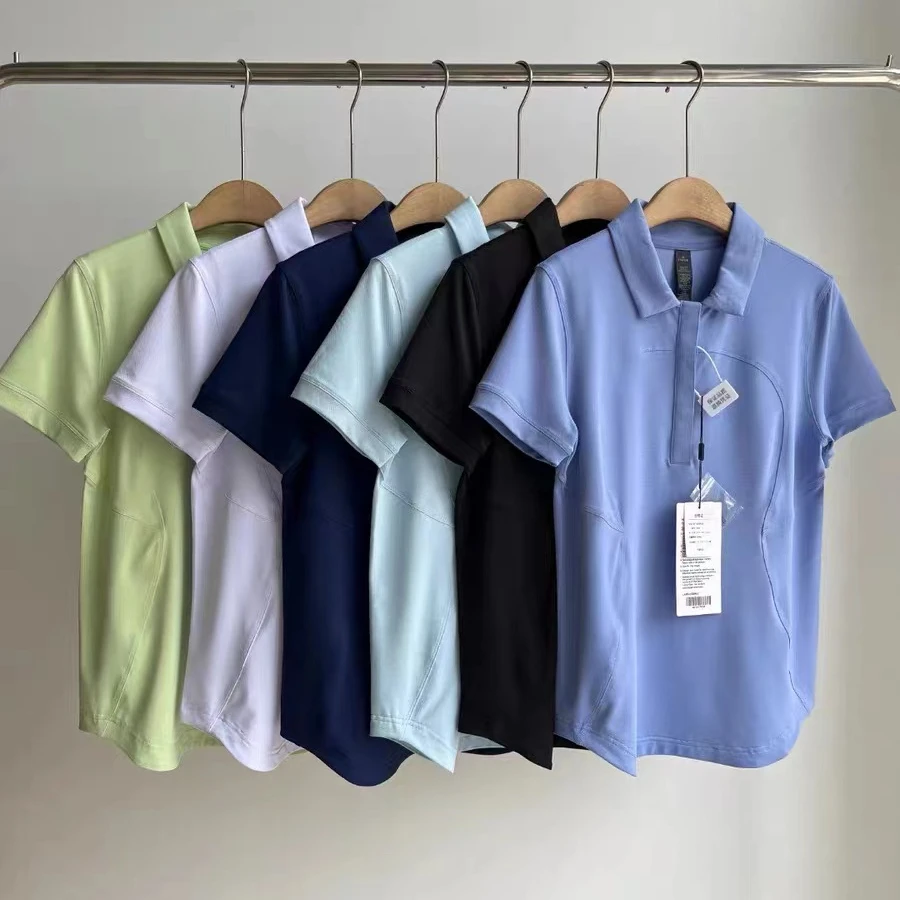 

Women Yoga Short-sleeved Breathable Quick-drying Sports Casual Polo Shirt Three-dimensional Cut Design Short Sleeve