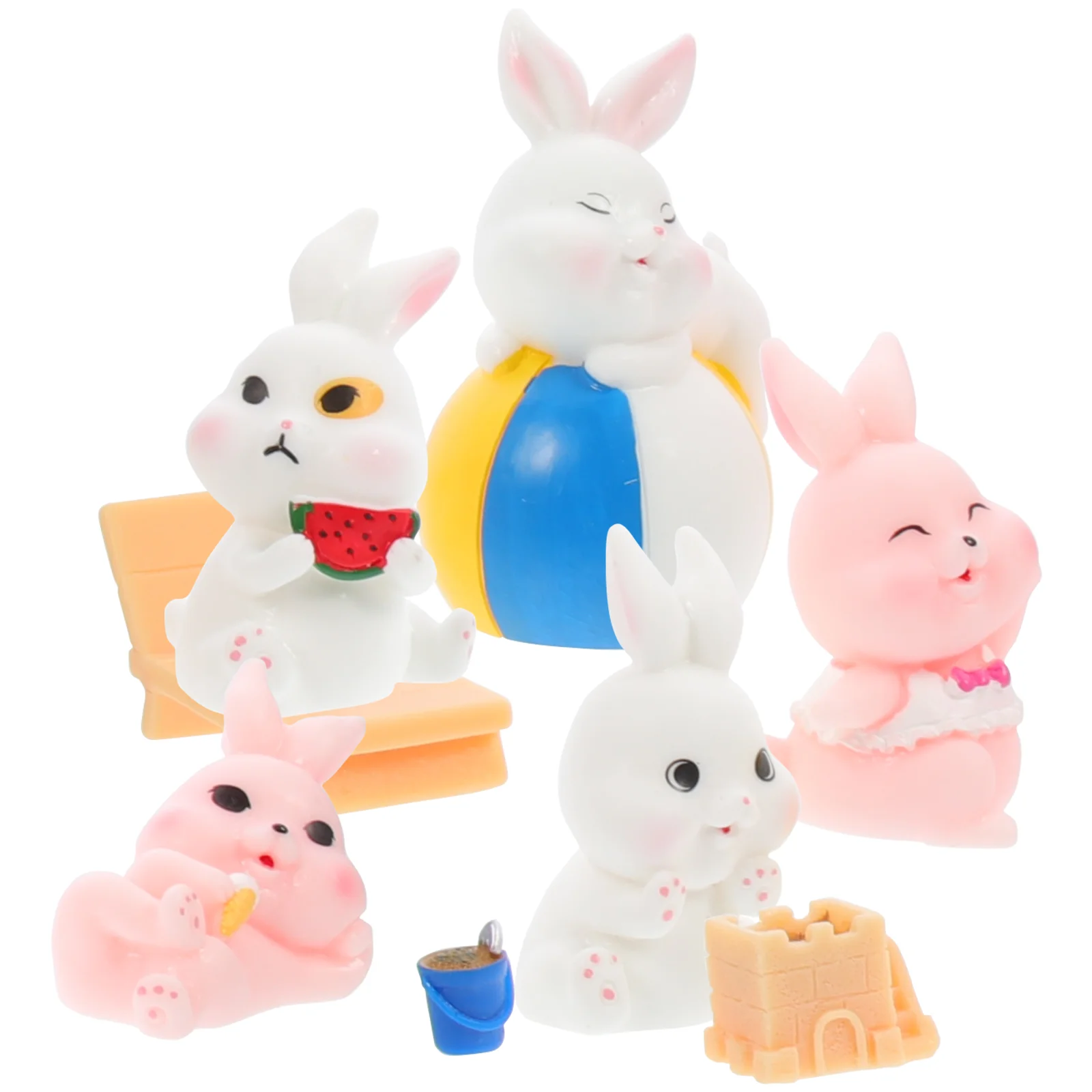 

8 Pcs Garden Resin Rabbit Cars Ornament Bunny Plants Resin Decor Car Decor Beach Bunny Accessories Bunny Figurine