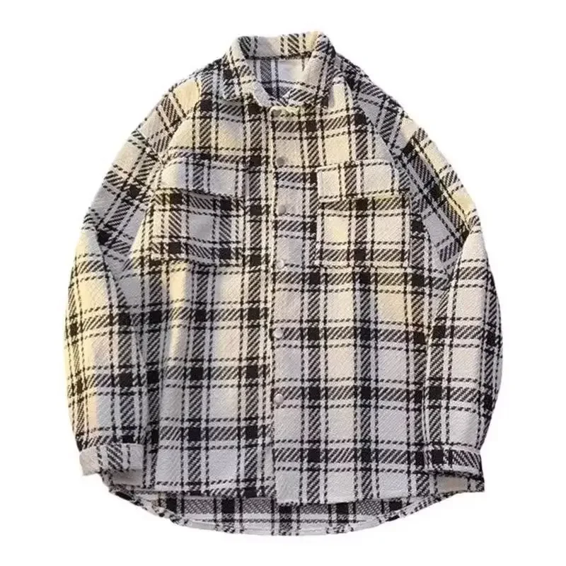 Твидовая клетчатая куртка мужская весенне-осенняя модная брендовая