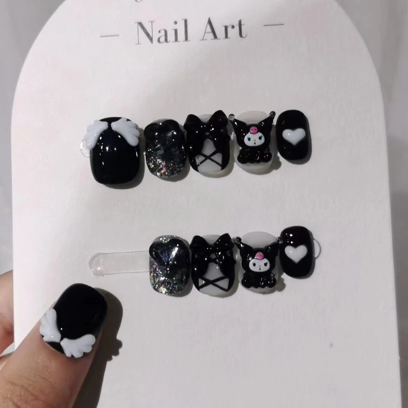 

Kawaii Sanrio Anime Dark Kuromi Cute Cartoon Patch Wear Armor Fashion Bowknot Manicure Cute Things for Girls