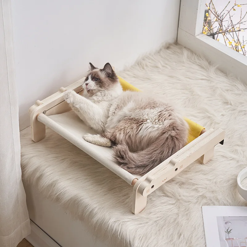 

Balcony Window Cat Hanging Bed Windowsill Hammock Nest Pet Table Bedside Perch Wooden Mat Sunny Seat Mounted Cats Aerial Shelf