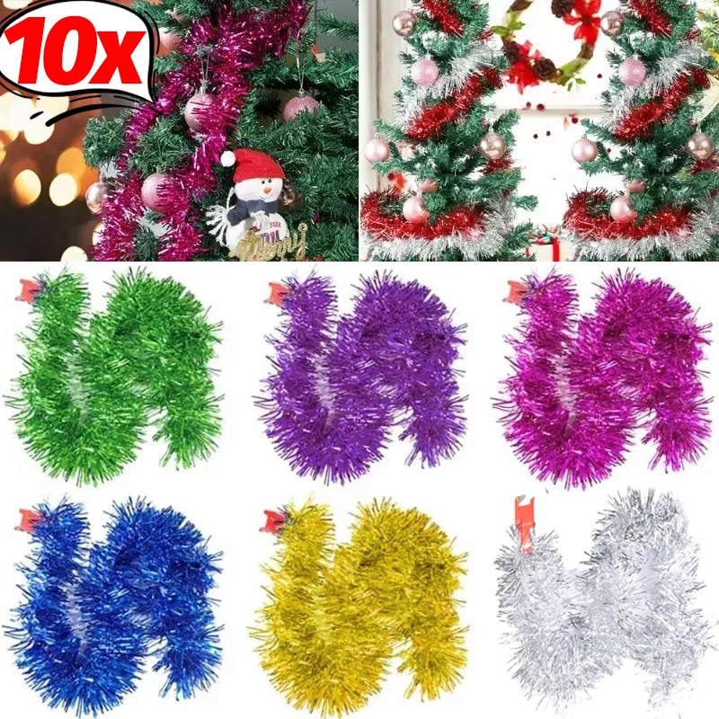 10/1PCS Colorful Christmas Ribbon Garland Xmas Tree Wrapping Tinsel Ribbons DIY Bar Wedding New Year Party Home Decor