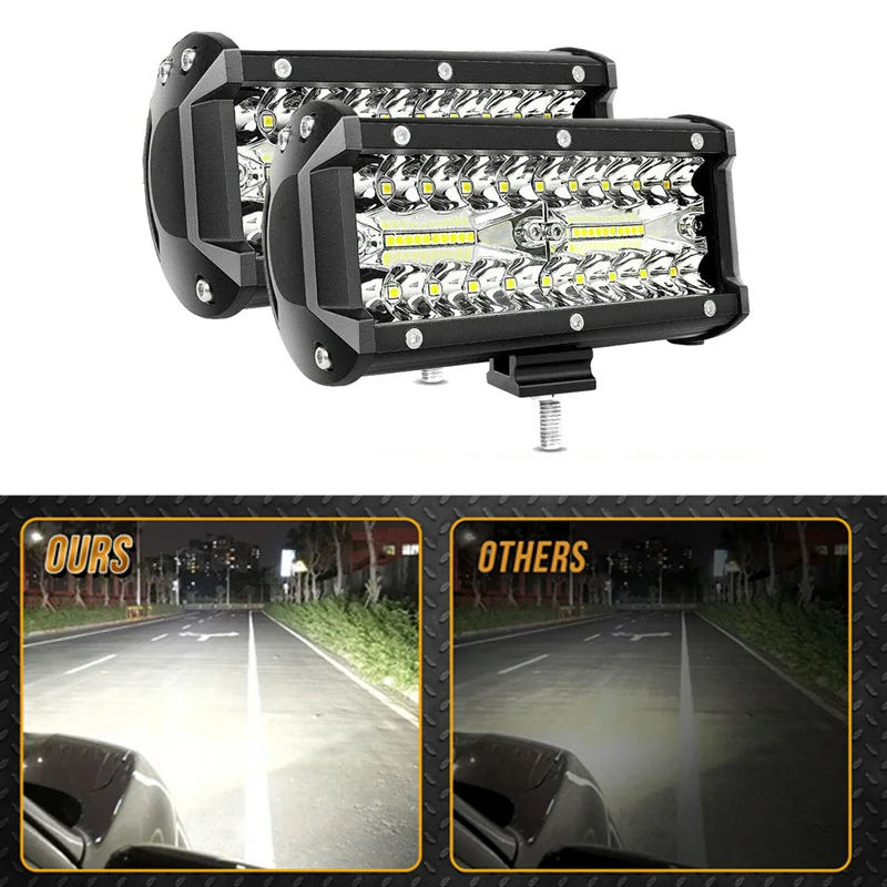 

2/1Pcs 7'' LED Work Light Bar 400W/120W Spot Flood Beams Combo for Car Tractor Boat OffRoad Truck SUV ATV Car Repairing Lights