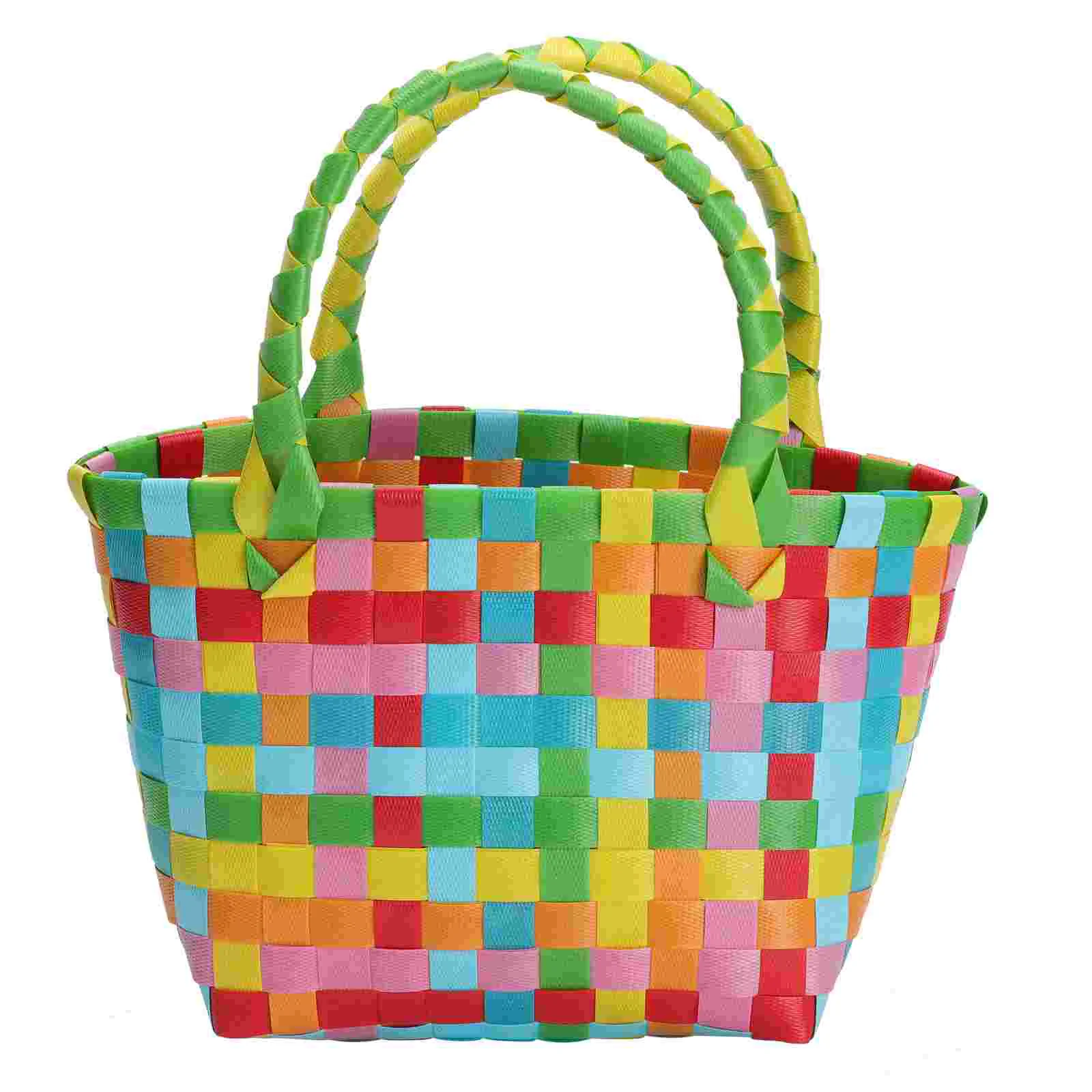 

Basket Bag Wovenbeach Tote Small Shoppingshower Handle Bags Giftgrocery Storage Handles Reusable Easter Braided Portable Weaving