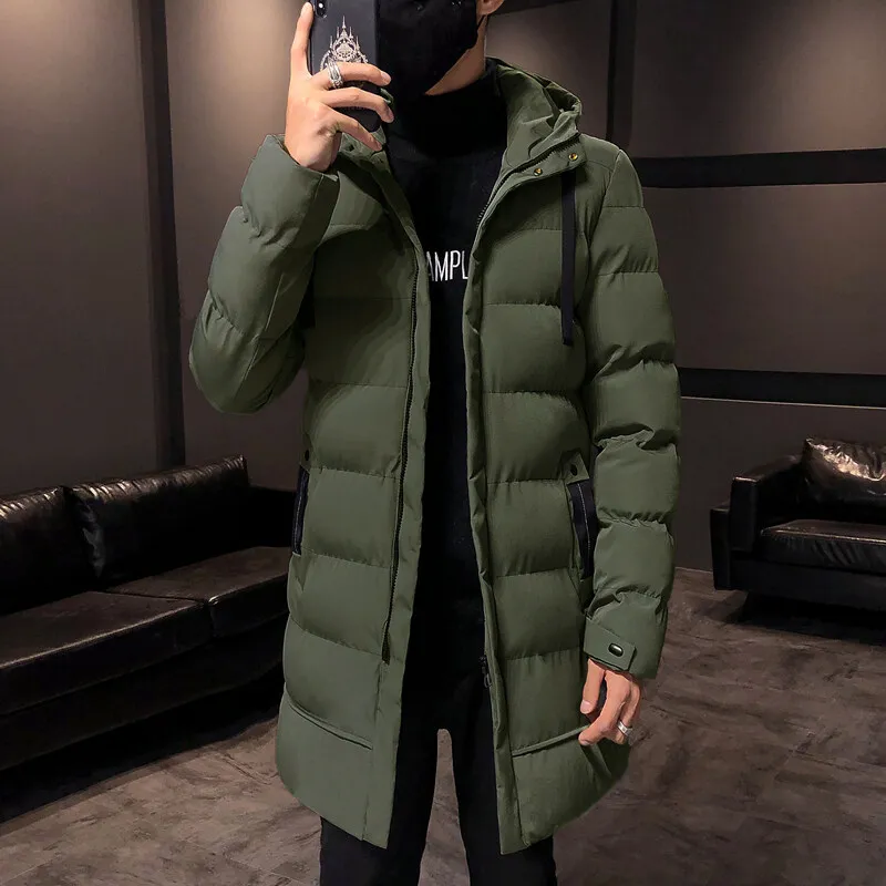 2022 Warm Thicken Jacket Outwear Windproof Coat Hooded Brand Clothing Men Winter Casual Parka Long Section Winter Jacket Men