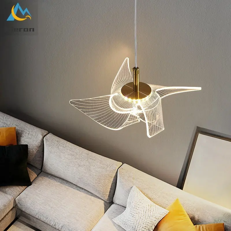 

Modern Simple Windmill LED Chandelier Bedroom Study Dining Room Bedside Pendant Lights Living Room Decor Windmill Ceiling Lamps